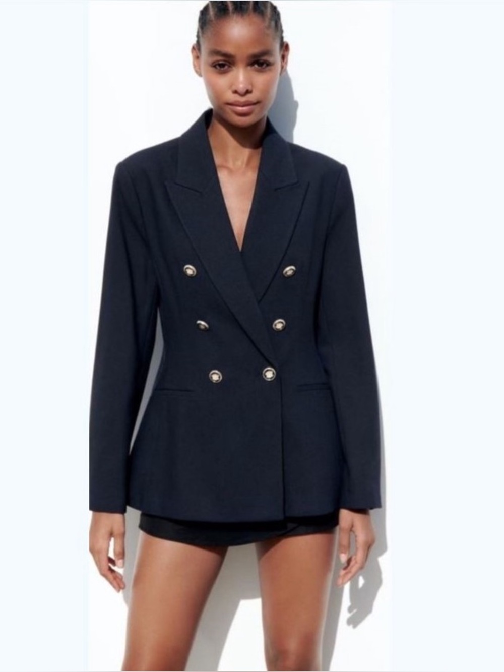 Zara Navy Blue Double Breasted Blazer - Women's XL